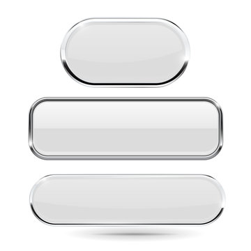 White glass 3d buttons with chrome frame