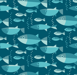 Fototapety  blue river fish seamless pattern.
