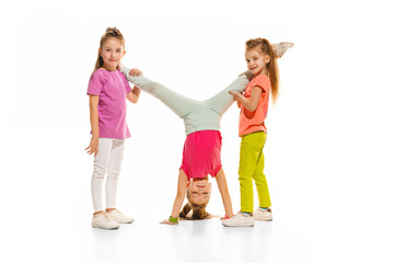 Fototapeta premium The kids dance school, ballet, hiphop, street, funky and modern dancers
