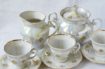 white tea set