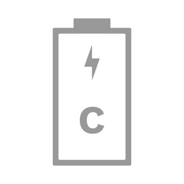 C battery. R14 cell size. Vector icon.