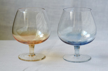 blue and yellow glasses