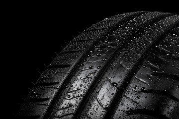 Car tyre isolated on a black background
