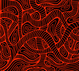 Abstract wave red color outline, black background.