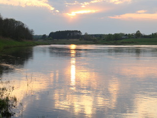 spring river in the evening