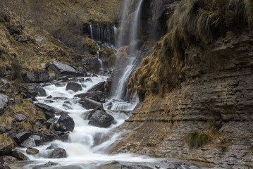 Waterfalls at Nervion river, Delika Canyon, Basque Country, Spain