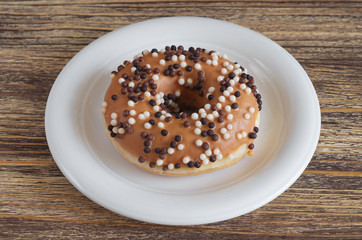 Donut with white and dark chocolate
