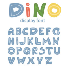 ABC - Latin display alphabet. Unique hand drawn letters in cartoon style. Nursery alphabet education.