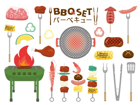 バーベキュー イラスト素材セット Stock Vector Adobe Stock