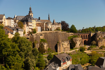 Fototapeta premium Luxembourg city old quarter - Grund - Alzette