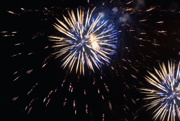Fireworks, salute with the black sky background