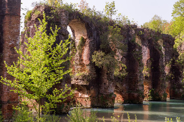 Roman aqueduct of ancient Nikopolis starts from the northern end of the valley of the Louros, near the village of St. George, north of Filippiada, Preveza, Greece