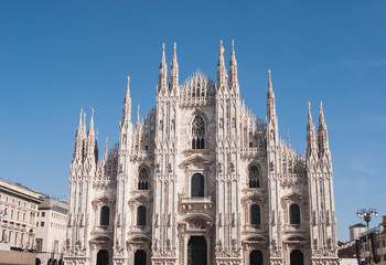 Fototapeta na wymiar Main side of the Milan Cathedral