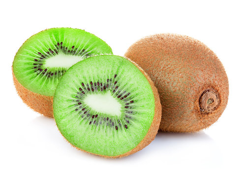 Kiwi fruit close-up isolated on white background.