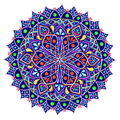 A mandala. Decorative round ornaments. Wicker design elements. Logos for yoga, backgrounds for posters, icons for programs and websites. The unusual shape of the flower. 