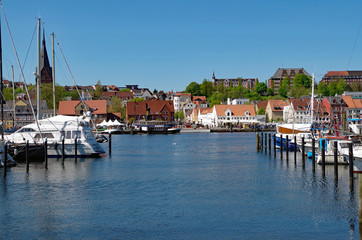 Fototapeta na wymiar Flensburg, Hafenpanorama