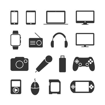 Vector image of a set of device icons.