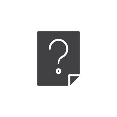 Unknown file format vector icon. filled flat sign for mobile concept and web design. Document with a question mark simple solid icon. Symbol, logo illustration. Pixel perfect vector graphics