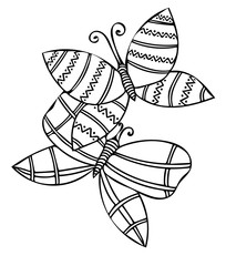 Vector illustration black line butterfly for coloring book
