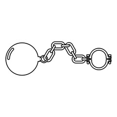 Shackles with ball icon black color illustration flat style simple image