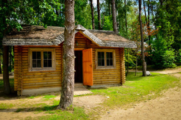 Fototapeta na wymiar Log cabin in woods