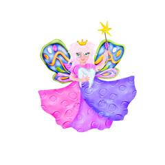 3d rendered tooth fairy with teeth cartoon character isolated on white
