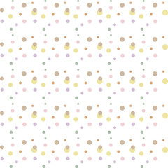 Colorful abstract messy seamless pattern with geometric shapes. Circles, dots. Vector illustration.