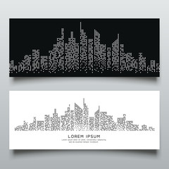Banners Abstract building dot black and white design background, vector illustration
