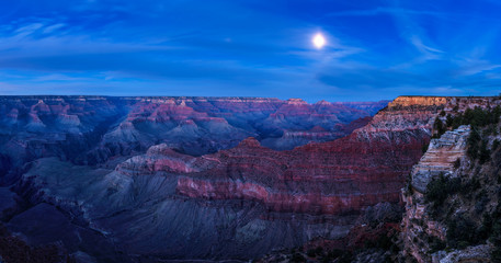 Night sky with full moon over Grand Canyon