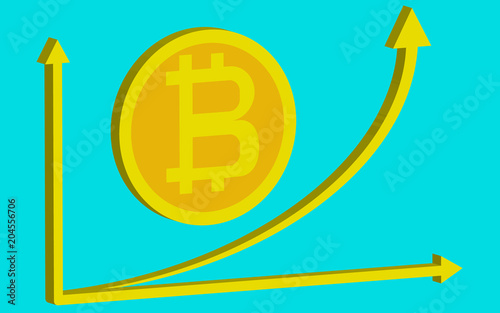 Bitcoin Cash Cryptocurrency 3d On Blue Background With Statistics - 