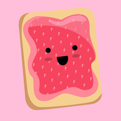 Kawaii minimal strawberry toast 