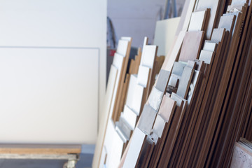 MDF, PARTICLE BOARD. Wood panels of different thicknesses and colors.