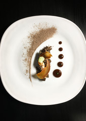 chocolate and caramel dessert dish