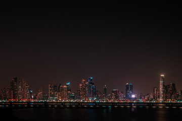 Fototapeta na wymiar modern skyline at night - skyscraper cityscape, Panama City -