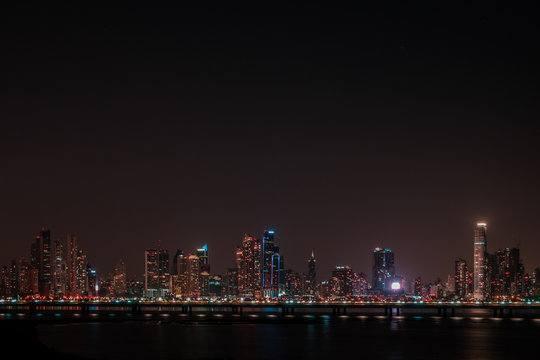 modern skyline at night - skyscraper cityscape, Panama City - © hanohiki