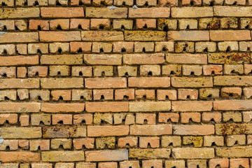 Red old worn brick wall texture background. Grunge vintage effect.