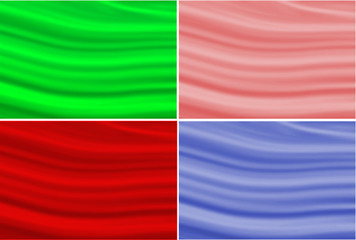 Set of four wavy wallpaper background textures Green Red Pink and blue colour with gradient and wavy texture
