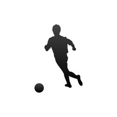 Fototapeta na wymiar Soccer player playing with ball. Vector isolated silhouette.
