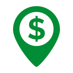 Dollar Map Marker vector icon.
