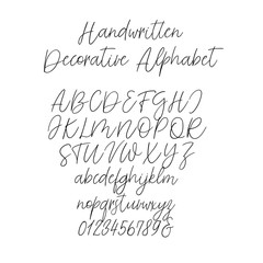 Naklejka premium Calligraphy Alphabet. Exclusive Letters. Decorative handwritten brush font for: Wedding Monogram, Logo, Invitation.