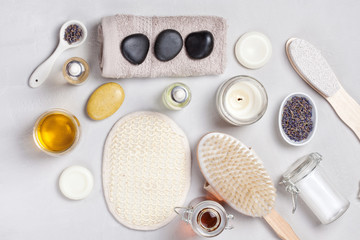 Fototapeta na wymiar Set of traditional spa products