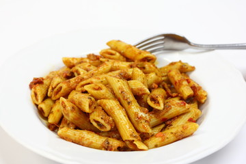 penne pasta with tomato sauce and parmesan