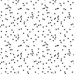 Black on white messy circles seamless pattern.  Dotted texture. Abstract chaotic geometric. Geometrical background. Vector illustration. 