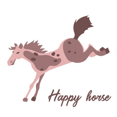 Happy horse vector illustration in cartoon style.
