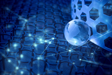 world economy with futuristic background in network concept