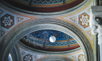 Elements of architecture. Vaults of the old building. Close-up