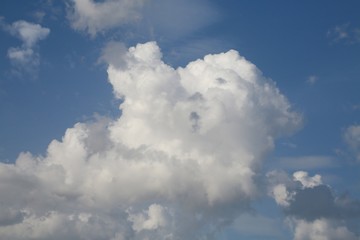 Fluffy Billowy Cumulus Clouds in the Blue Summer Sky in Florida