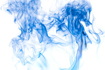 Blue smoke on white background