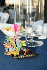 Small Decorative Sombrero and Chips in Front of Candle