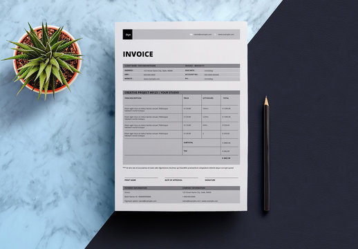 Invoice Layout with Gray Accents